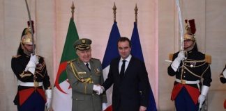 Le ministre des Armées françaises Sébastien Le Cornet lors de sa réception avec le général de corps d'armée Saïd Chanegriha à Paris - (ministère algérien de la Défense)